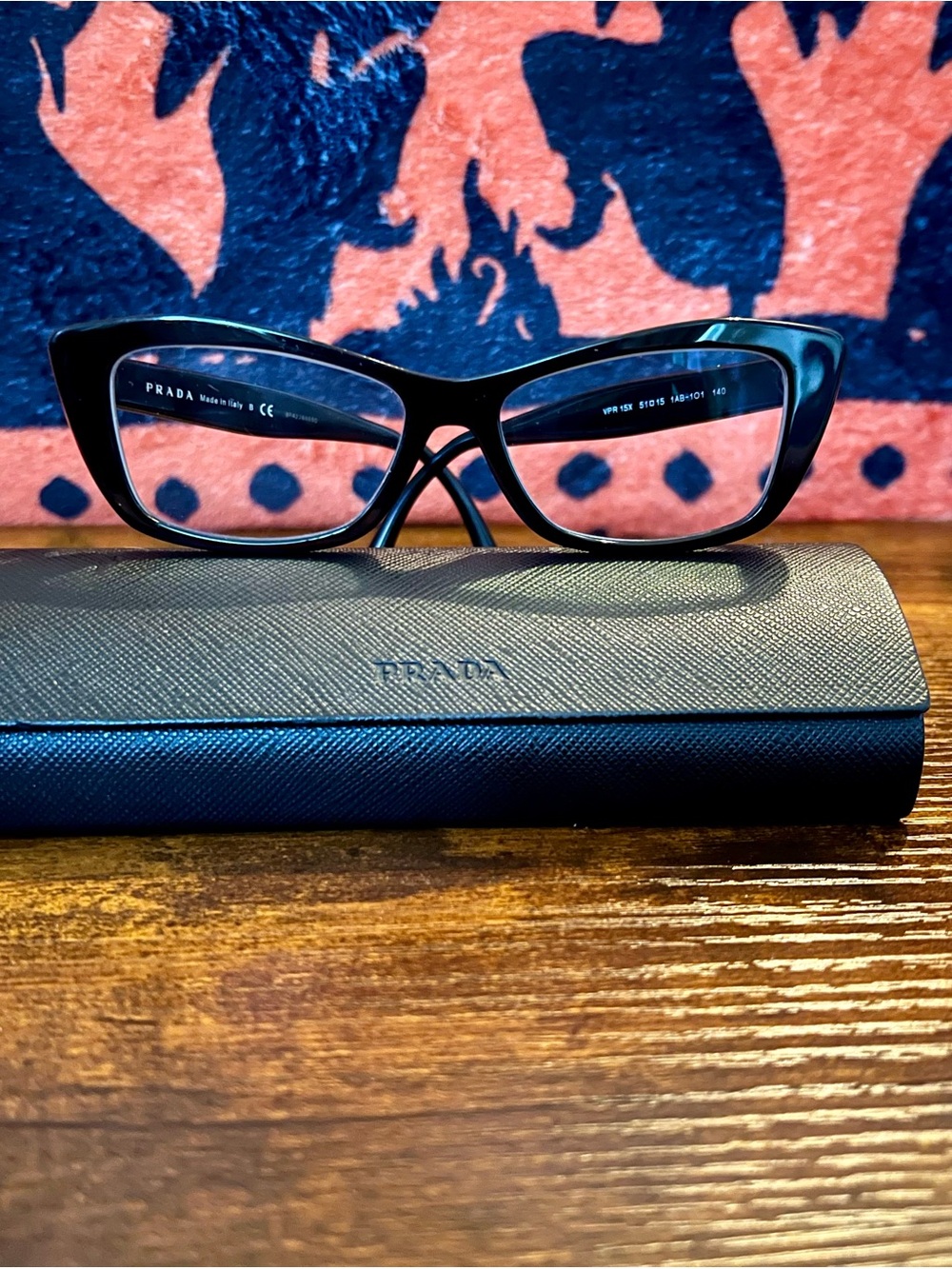 Prada Black Cat-Eye Glasses with black Case